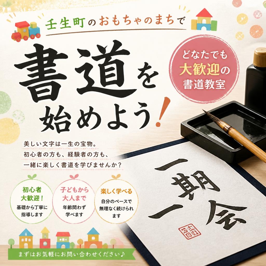 壬生町のおもちゃのまちで書道を始めよう！どなたでも大歓迎の書道教室