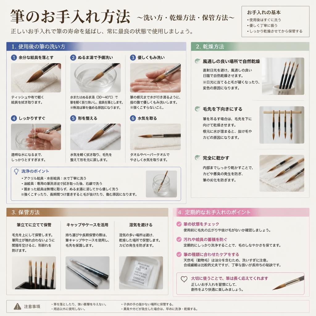 3. 筆のお手入れ方法
